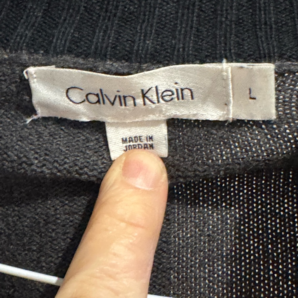 Calvin Klein Men's Black Zip-Up Sweater - Ribbed Collar